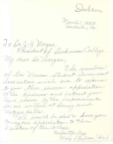 The Women's Student Government Thank President Morgan