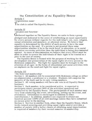 The Equality House Constitution