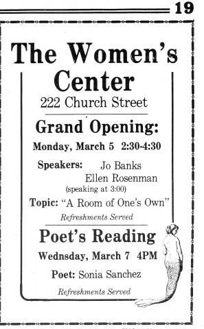 1984 Women's Center Grand Opening Announcement