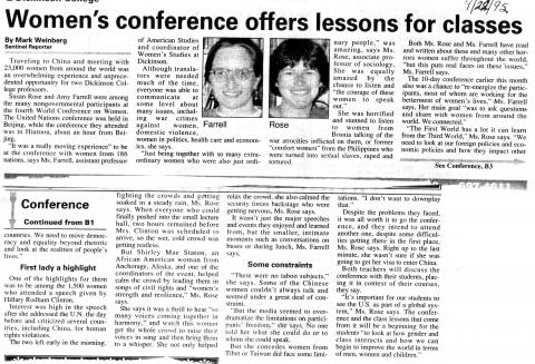 The Sentinel reports on Dickinson professors at conference on women