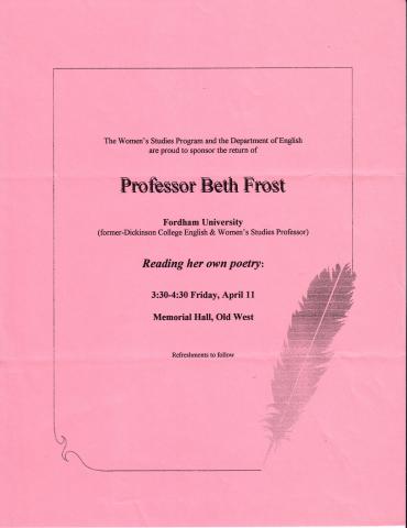 Poetry Reading by Beth Frost