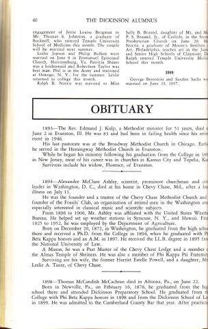 Obituaries from September 1957 Alumni Magazine