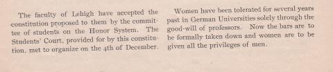 Note in the Dickinsonian about women at German universities