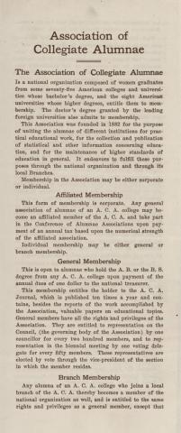 Brochure from the Association of Collegiate Alumnae