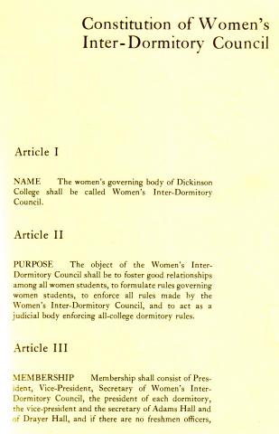 Constitution of the Women's Inter-Dormitory Council