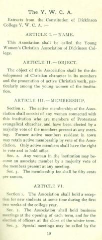 Extracts from the Constitution of the Young Women's Christian Association