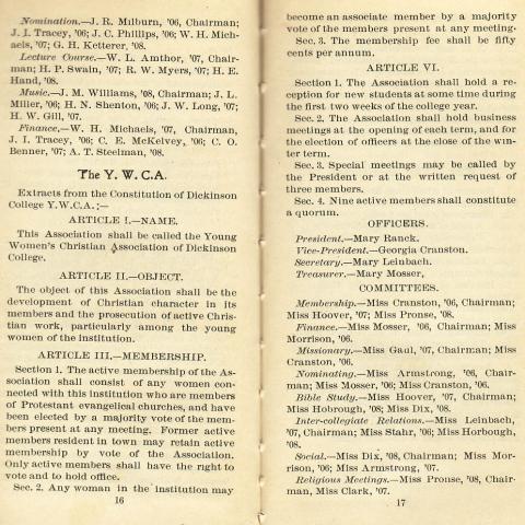 Extracts from the Constitution of the Young Women's Christian Association