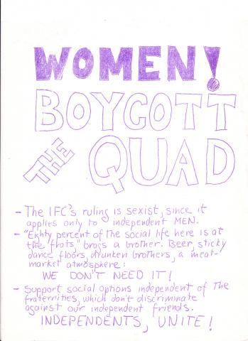 Women! Boycott the Quad