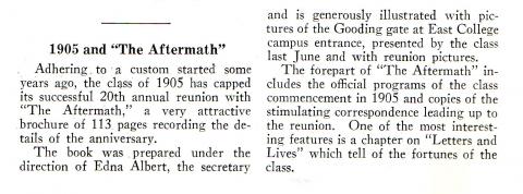 The Class of 1905 and "The Aftermath"