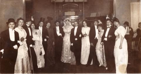 Photograph of Students in Costumes at the Doll Show Party, 1914