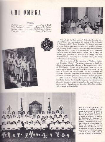 Chi Omega at Dickinson in 1953