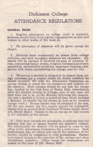 Dickinson College Attendance Regulations