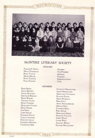 The McIntire Literary Society is Pictured in the 1925 Microcosm