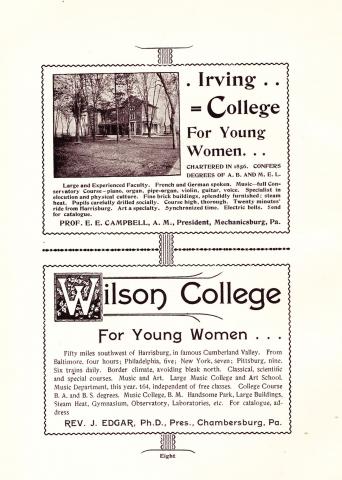 Advertisements in the 1893 Microcosm for Women's Colleges