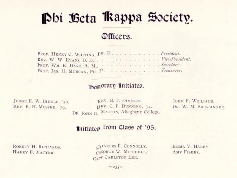 Women Admitted into Phi Beta Kappa Society