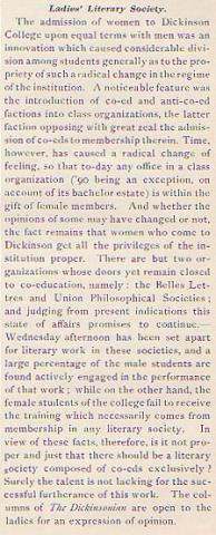 The Dickinsonian Calls for a Ladies' Literary Society