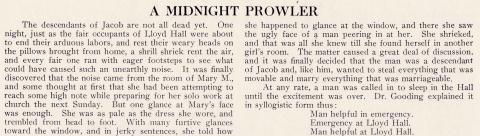 "A Midnight Prowler" at Lloyd Hall