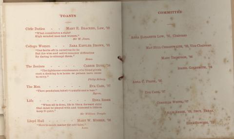 The 1908 Annual Banquet of Graduate and Undergraduate Women of Dickinson College