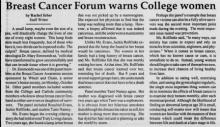 Breast Cancer Forum warns College women