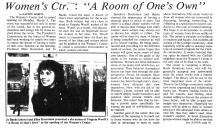 Article on "A Room of One's Own" Discussion and the Opening of the Women's Center