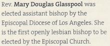 Rev. Mary Douglas Glasspool First Openly Gay Episcopalian Bishop