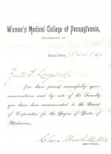 Zatae Longsdorff Earns her Degree from the Woman's Medical College of Pennsylvania