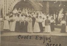 "Co-Eds" Watch the Men's Class Scrap, 1907