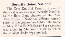 A Local "Sorority Joins National"