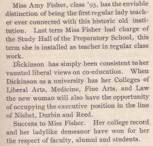 Miss Amy Fisher '95: First Regular Female Dickinson Teacher