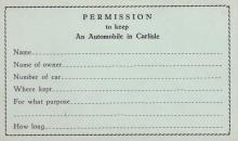 Permission to Keep an Automobile in Carlisle