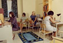 Photograph of Female Students Studying in Witwer Hall, c. 1965