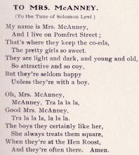 "To Mrs. McAnney," Who Keeps Watch Over the Co-eds...
