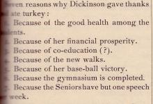Co-education is One of the "Seven Reasons Why Dickinson Gave Thanks and Ate Turkey"