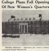 College Plans Fall Opening of New Women's Quarters
