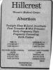 Advertisment for Abortions at Hillcrest